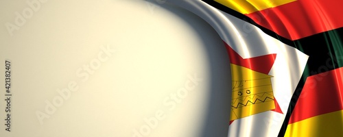 zimbabwe Flag. 3d illustration of the waving national flag with a copy space.