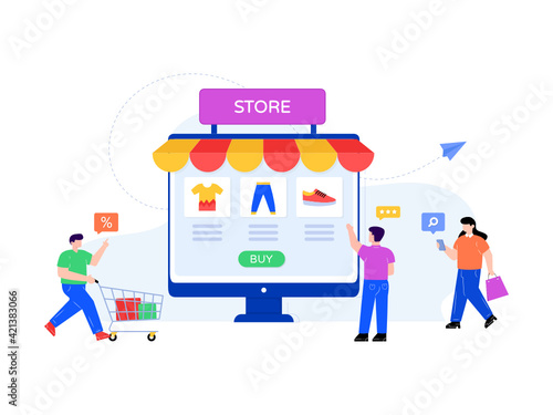 
An online store flat editable illustration 

