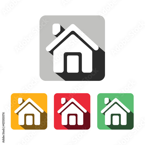 Set of Home Icons. House Icon vectors. Flat Illustration. Stay home. © Giovanna
