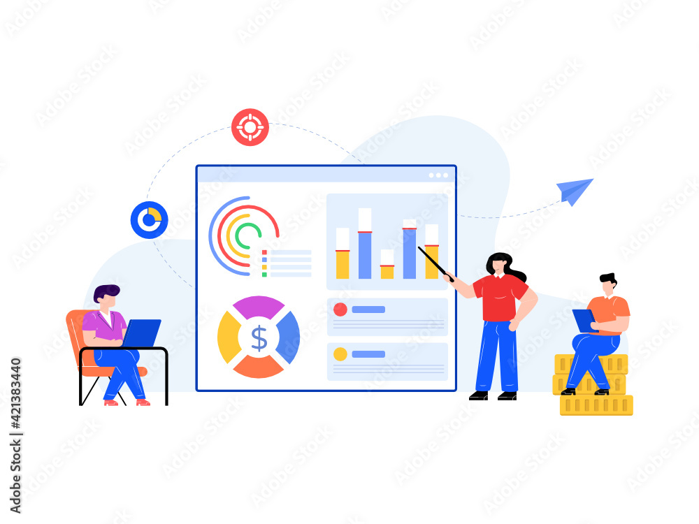 Fototapeta premium Digital marketing in flat illustration design