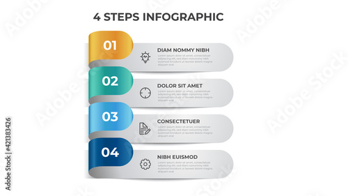 List layout with 4 points of steps diagram, infographic element template vector.