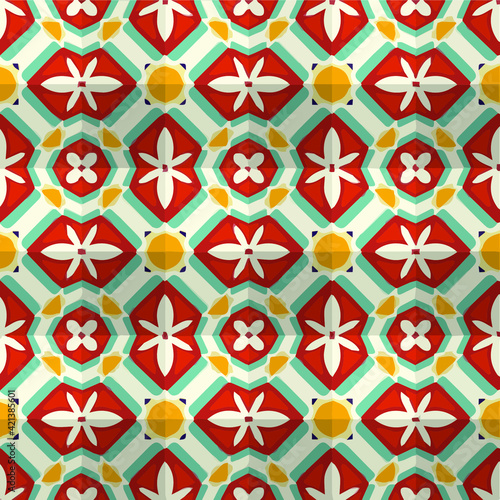  Geometric vector pattern with triangular elements. Seamless abstract ornament for wallpapers and backgrounds. 