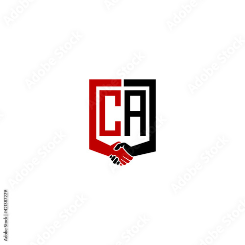 ca logo hand deal  design vector icon