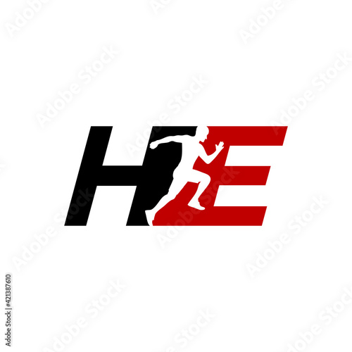 he run logo design vector icon