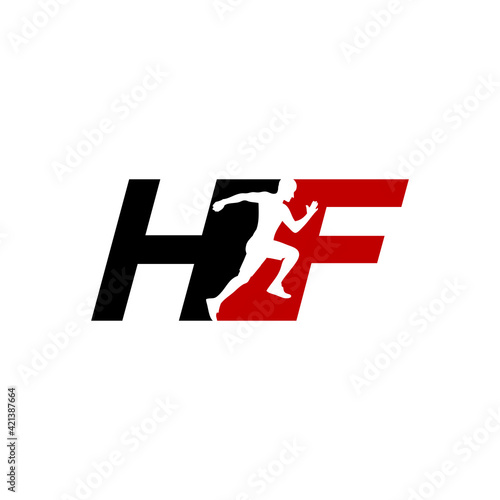 hf run logo design vector icon