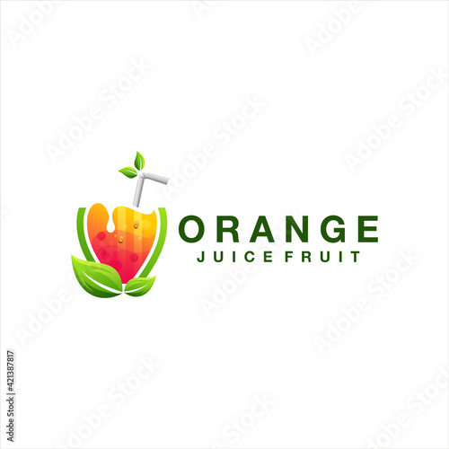 orange juice gradient logo design