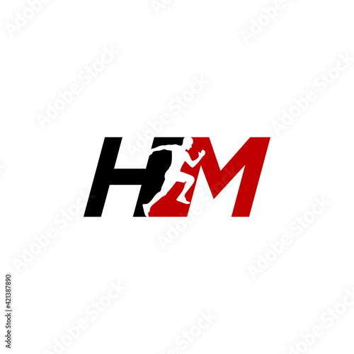 hm run logo design vector icon