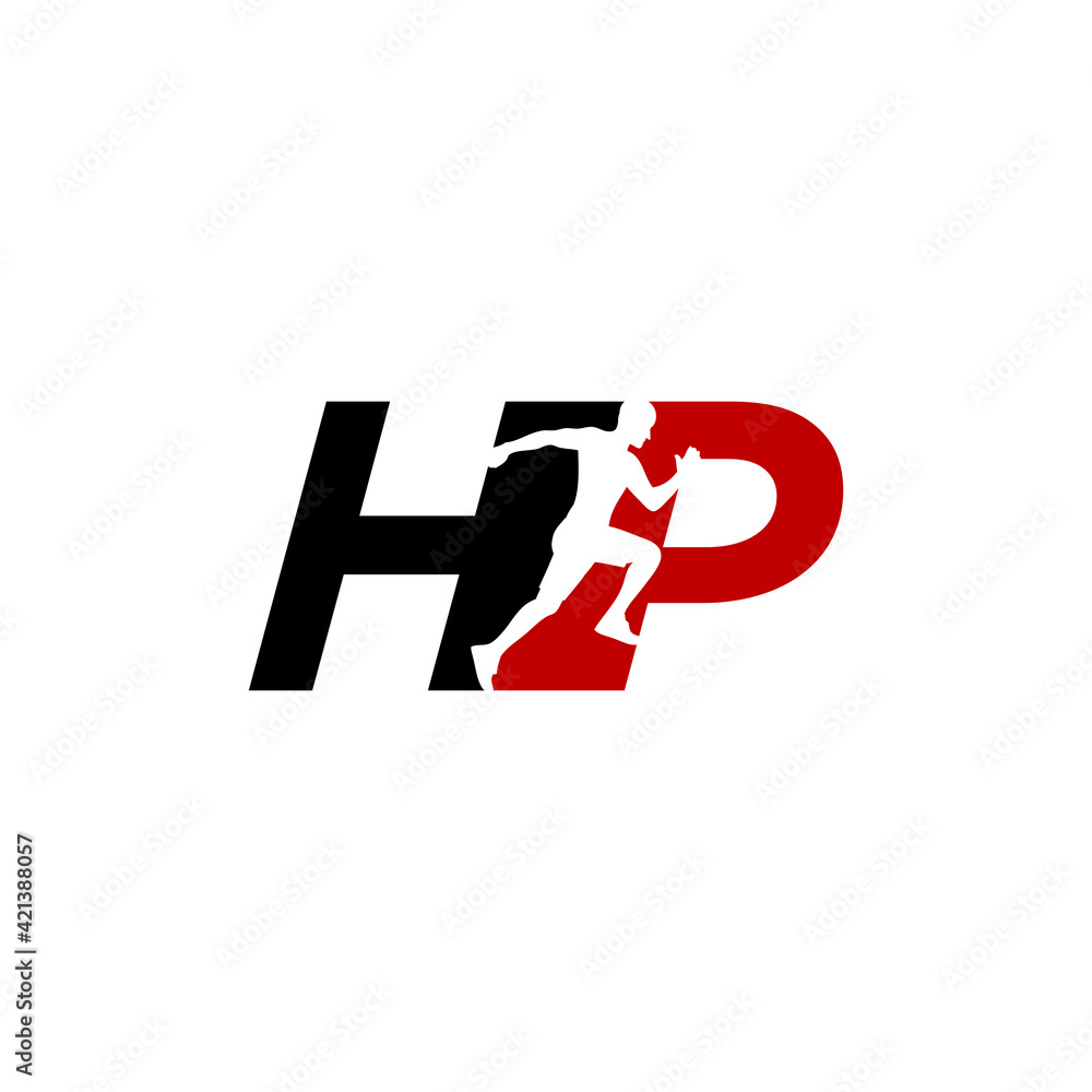 Obraz premium hp run logo design vector icon
