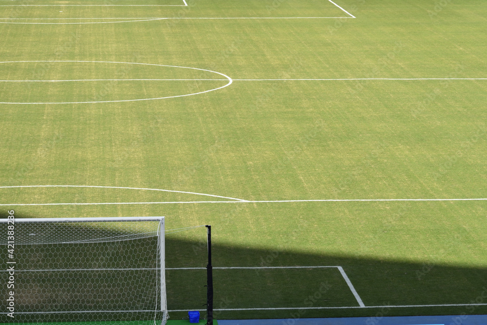 Fototapeta premium Green football field with nobody