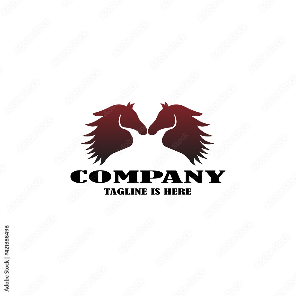 Fototapeta premium Twin Horse logo design template