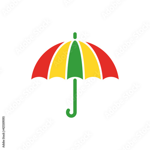 Simple Flat Colorful Umbrella Icon Illustration Design  Unique Umbrella Symbol With Red  Green  Yellow Color Template Vector