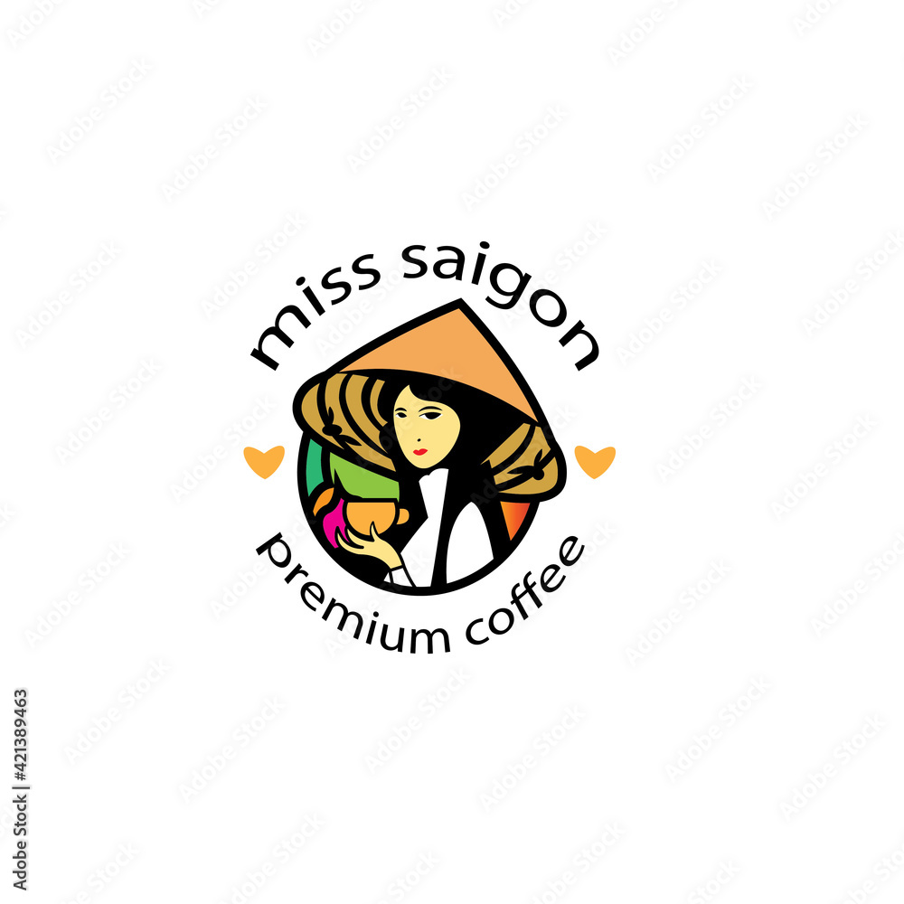 Coffee farmer logo illustration woman design vector template Coffee farmer logo illustration woman design vector template