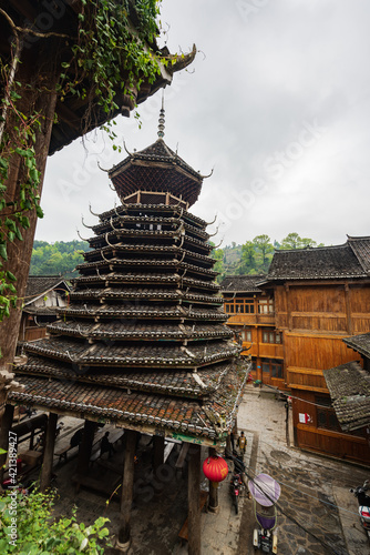 Drum Tower in Dongzhai Village, Zhaoxing, Southeast Guizhou, China photo