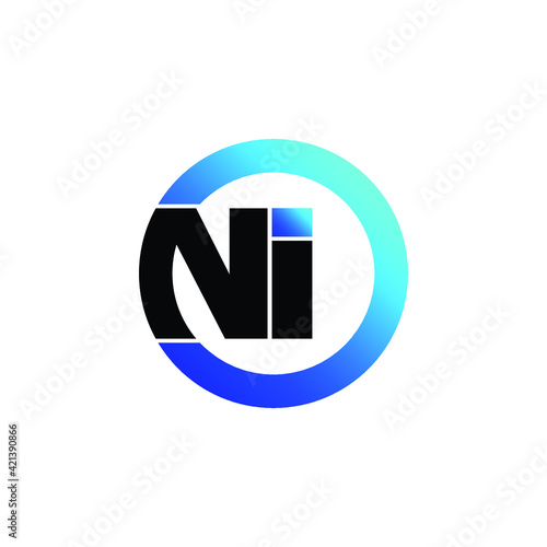 Letter NI circle logo design vector