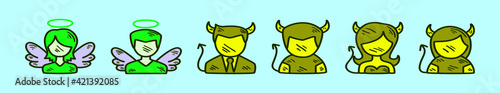 set of lucifer cartoon icon design template with various models. vector illustration isolated on blue background