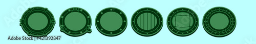 set of porthole cartoon icon design template with various models. vector illustration isolated on blue background