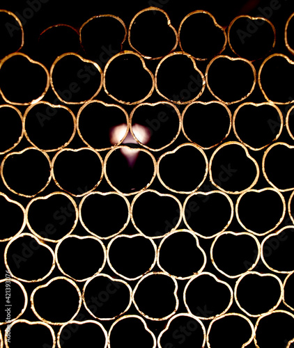 Pipes stacked in industry stock
