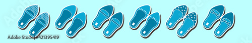set of ruby slippers cartoon icon design template with various models. vector illustration isolated on blue background