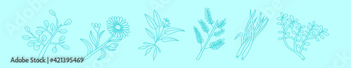 set of herbal medicine cartoon icon design template with various models. vector illustration isolated on blue background