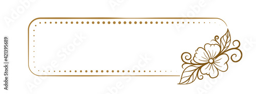 Vector horizontal rectangle dotted frame with floral decoration