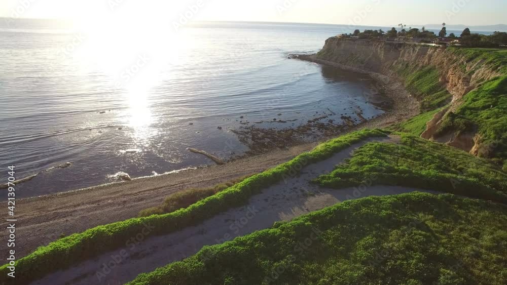 Palos Verdes Agua Amarga Canyon Sunset Aerial Shot California Coastline Forward Palos Verdes Agua Amarga Canyon Sunset Aerial Shot California Coastline Forward