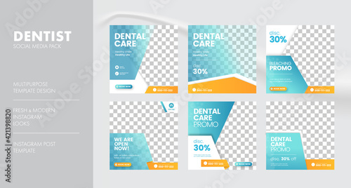 Dentist and dental care social media post template