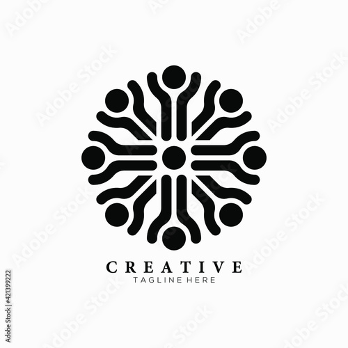 Elegant black mandala man icon symbol