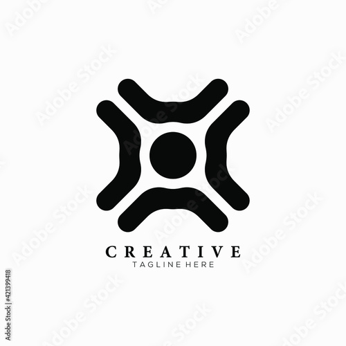 Simple black Crossroad vector logo template