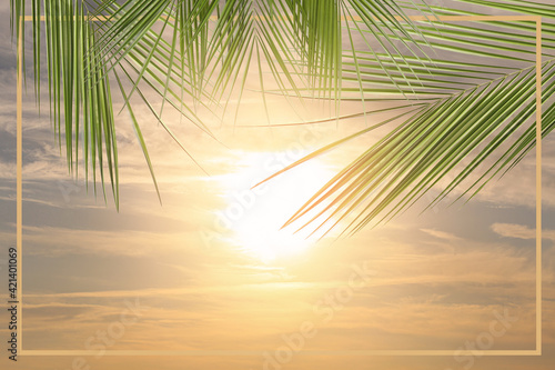 Fototapeta Naklejka Na Ścianę i Meble -  View of beautiful sunset at tropical resort