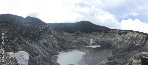 View of Kawah Tangkuban Parahu crater, Bandung, Indonesia photo
