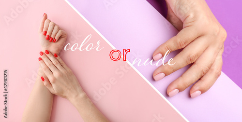 Collage of female hands wit...
