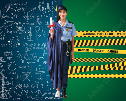 Female police officer on li...