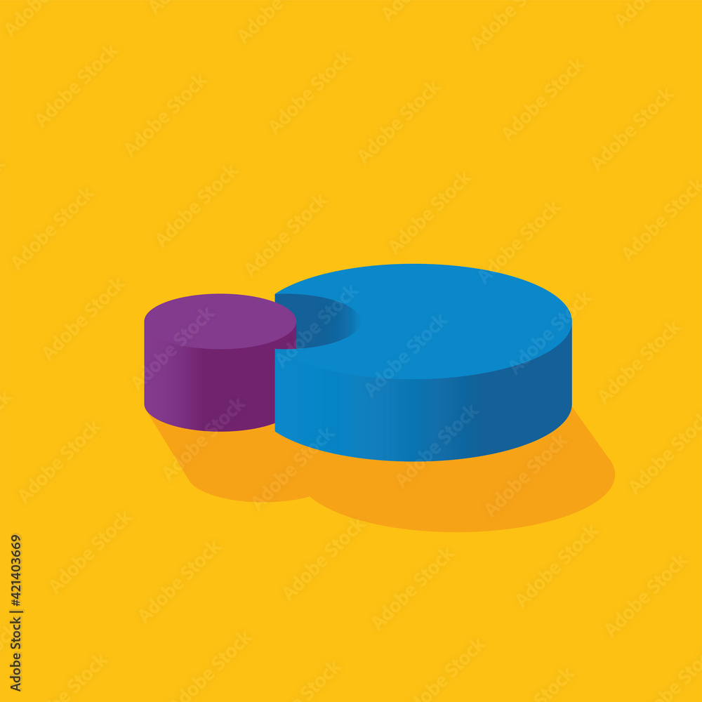 two 3d ellipse merging together on yellow background, blue ellipse , purple ellipse two 3d ellipse merging together on yellow background, blue ellipse , purple ellipse