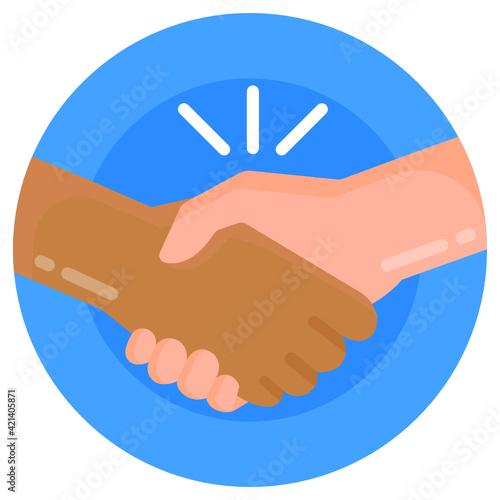 
Hands clasp denoting flat icon of deal 

