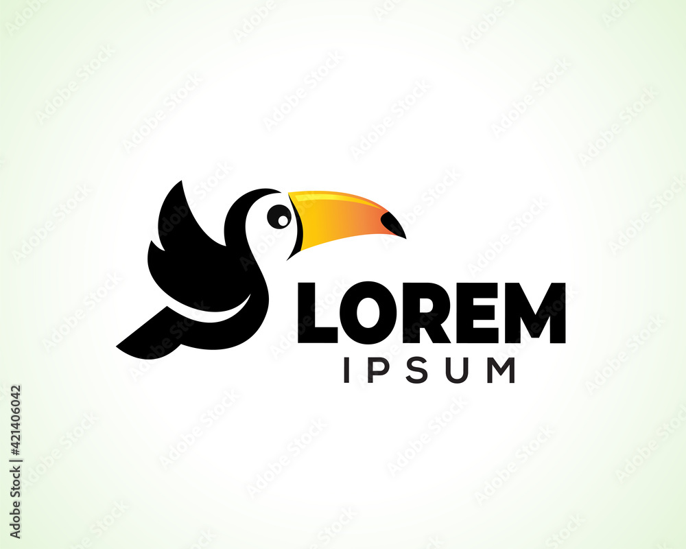 Fototapeta premium simple toucan bird fly illustration logo symbol icon design inspiration
