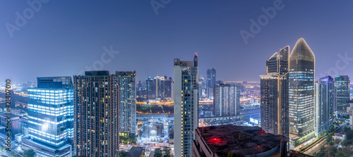 View commercial modern building and condominium in city downtown Bangkok Thailand