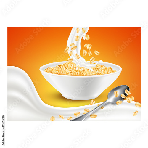 Oat Flakes Creative Promotional Banner Vector Illustration