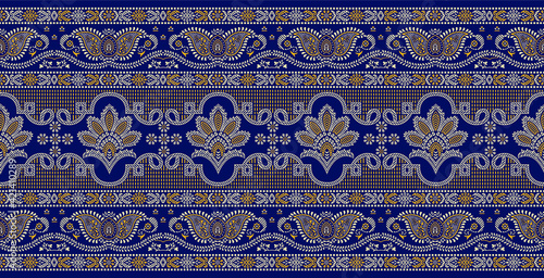 Seamless traditional Asian paisley border design