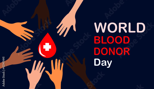 Donate Blood Concept Illustration vector Background For World Blood Donor Day.Donation people.Thalassemia day.Health care medical background.Emergency insurance, Give blood for patient.Save life day.