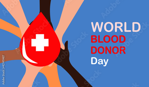 Donate Blood Concept Illustration vector Background For World Blood Donor Day.Donation people.Thalassemia day.Health care medical background.Emergency insurance, Give blood for patient.Save life day.