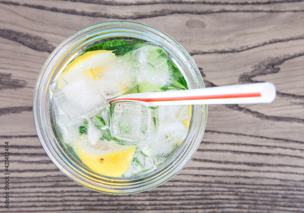 Iced lemon cucumber water Iced lemon cucumber water