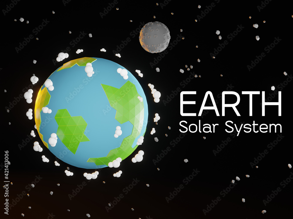 Fototapeta premium EARTH in a space background, Planet in the solar system - 3D render