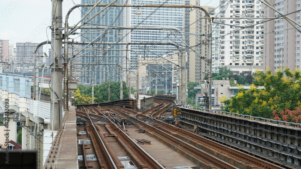 The subway railway view in the city The subway railway view in the city