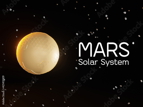 MARS in a space background  Planet in the solar system - 3D render