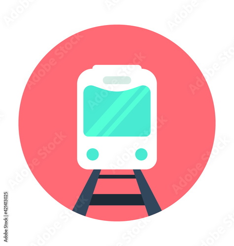 Tram Colored Vector Icon 