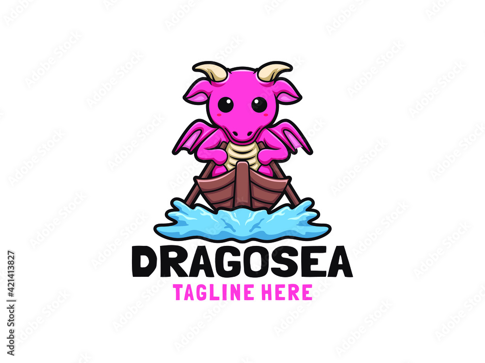 Cartoon Dragon logo design mascot character illustration