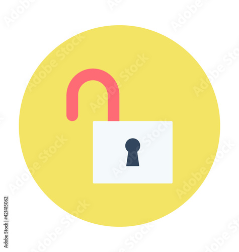 Open Padlock Colored Vector Icon