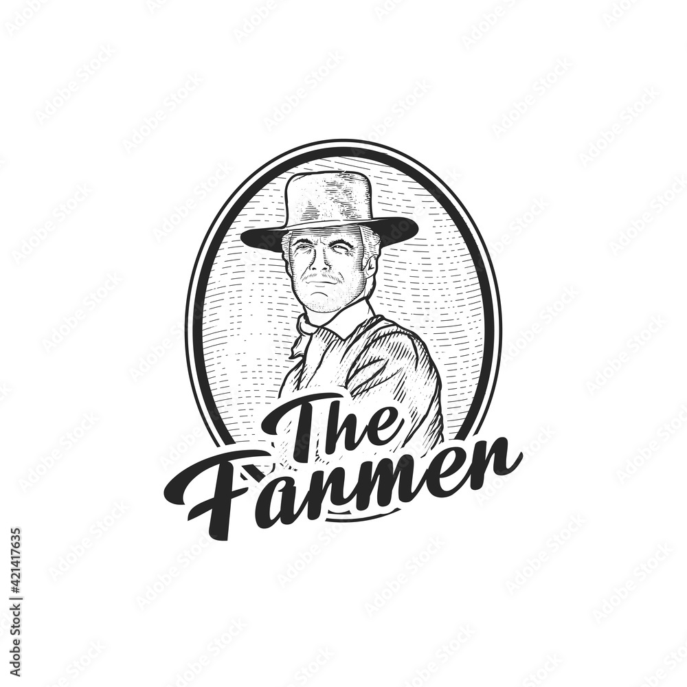 the farmers silhouette vector illustration,the farmers hand drawing illustration