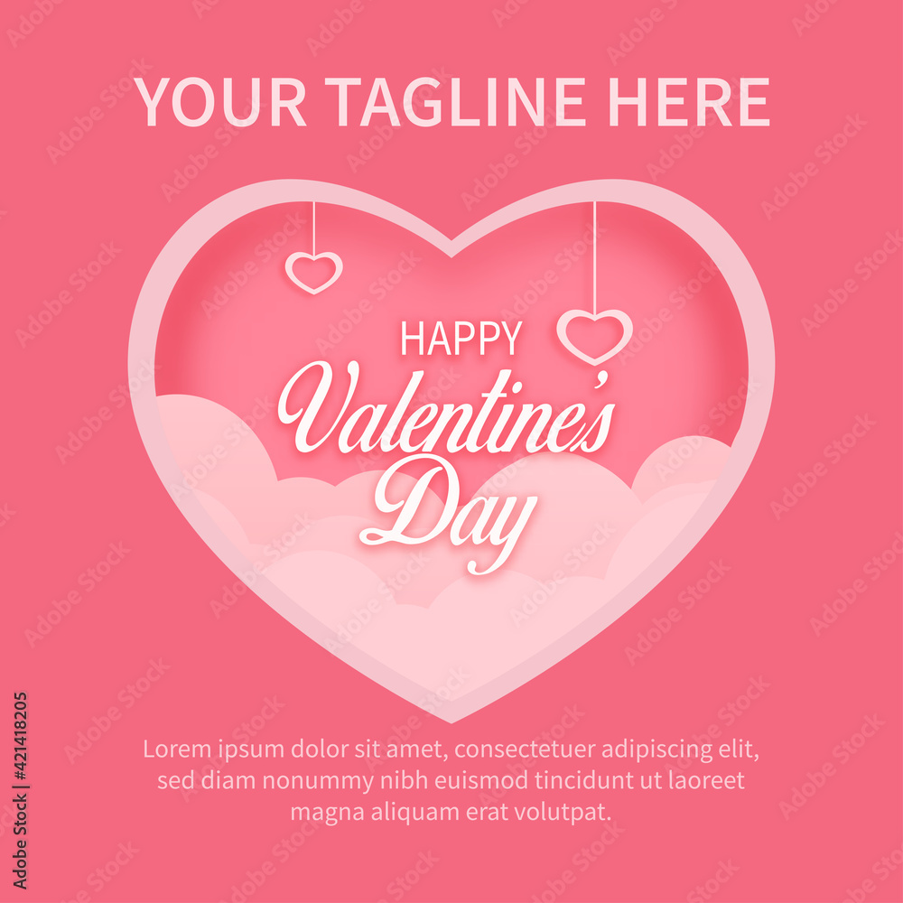 Greeting card Happy valentine's day background, Romantic quote postcard, card, invitation, banner template design vector illustration
