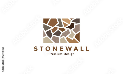 colorful brick stone home wall  logo vector symbol icon design illustration